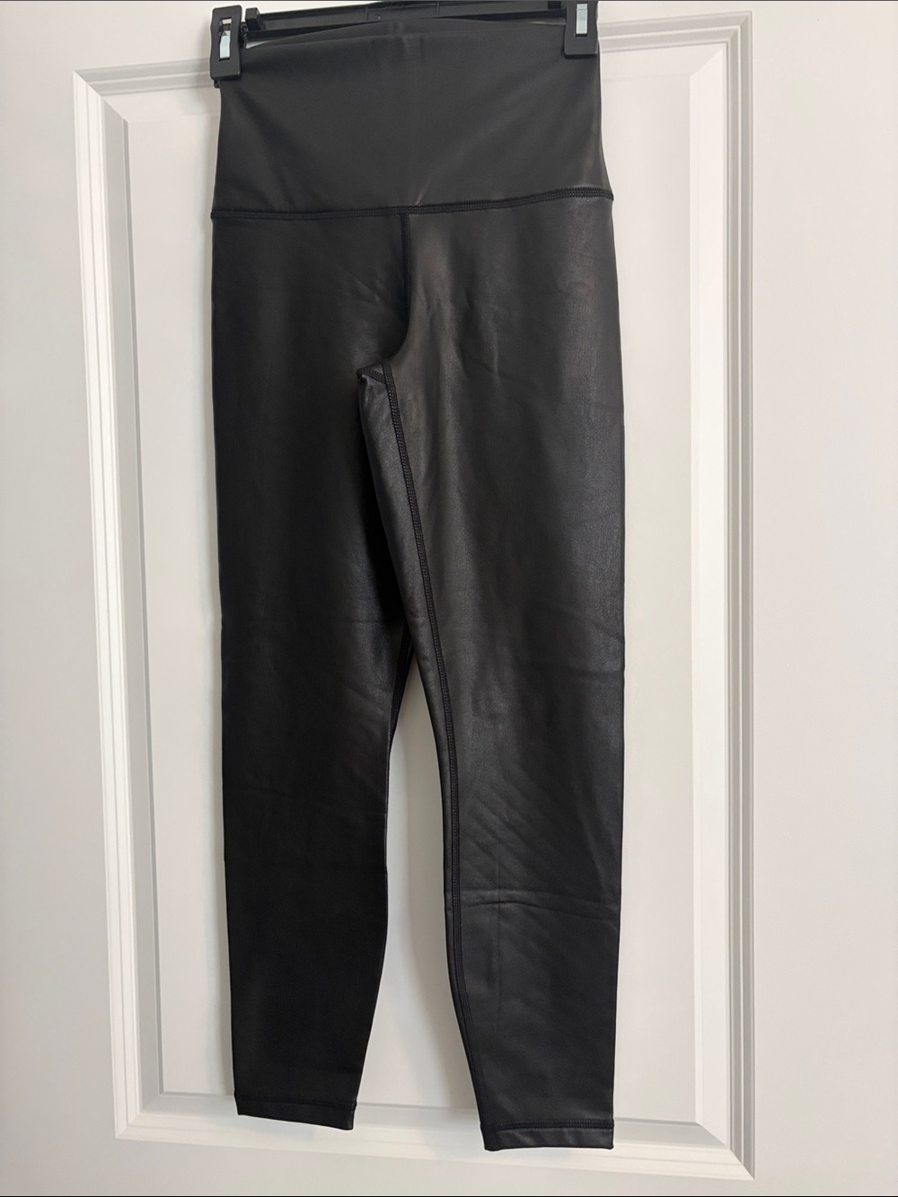 High-Waist Faux Leather Leggings - Black